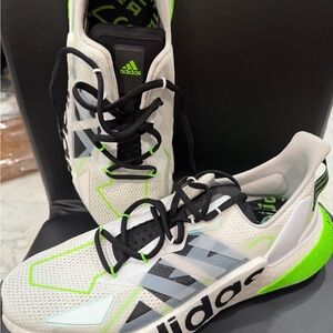 Adidas Men's X9000L4 White and Neon Green Athletic Shoes